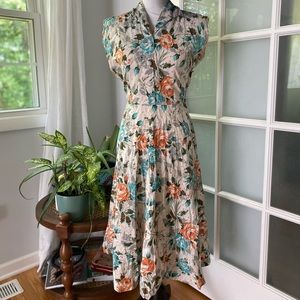 Vintage floral button down dress